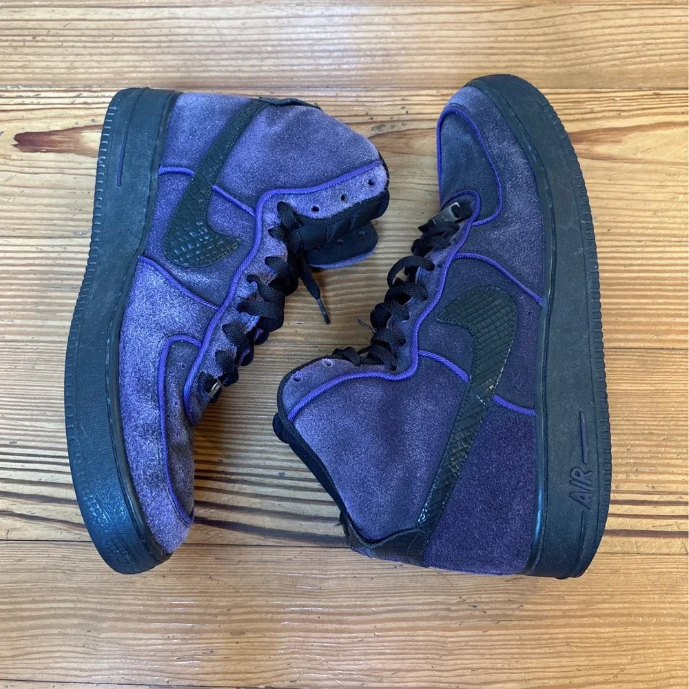 Nike‎ Air Force 1 High Mens Purple Suede Black Croc Swoosh 315121-016 SIZE 12